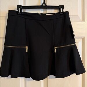 Michael Kors Black Mini Skirt with Gold Zippers
